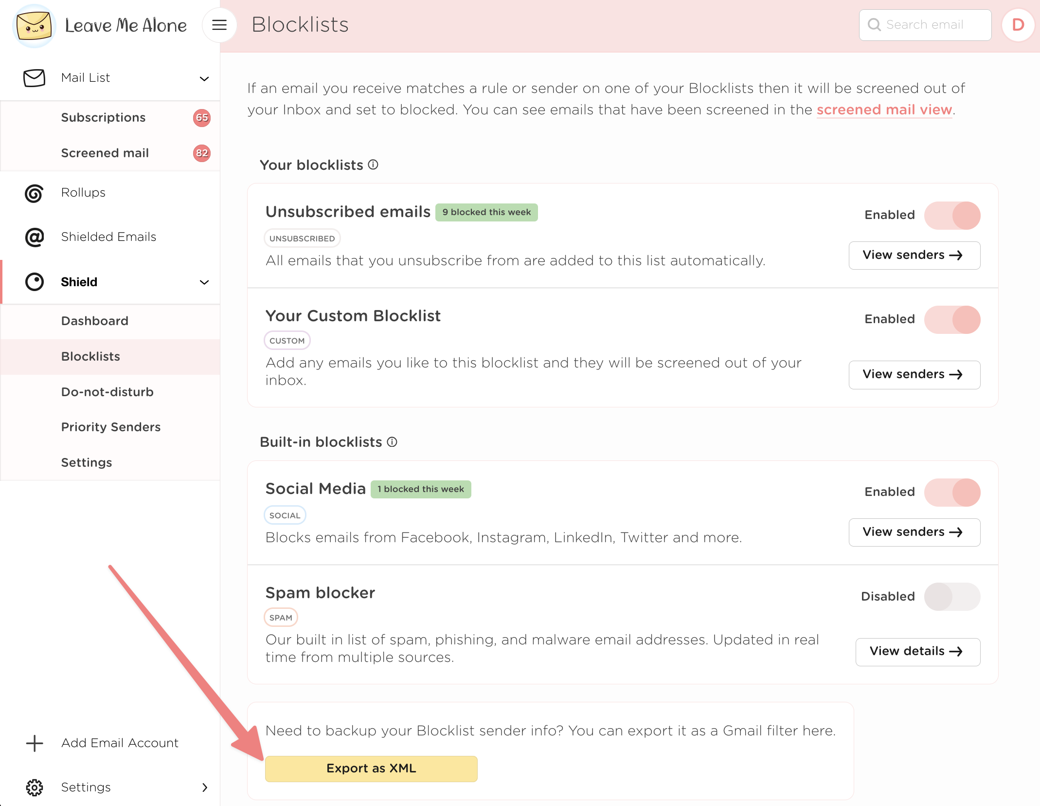 How to export the senders you have added to your Rollups