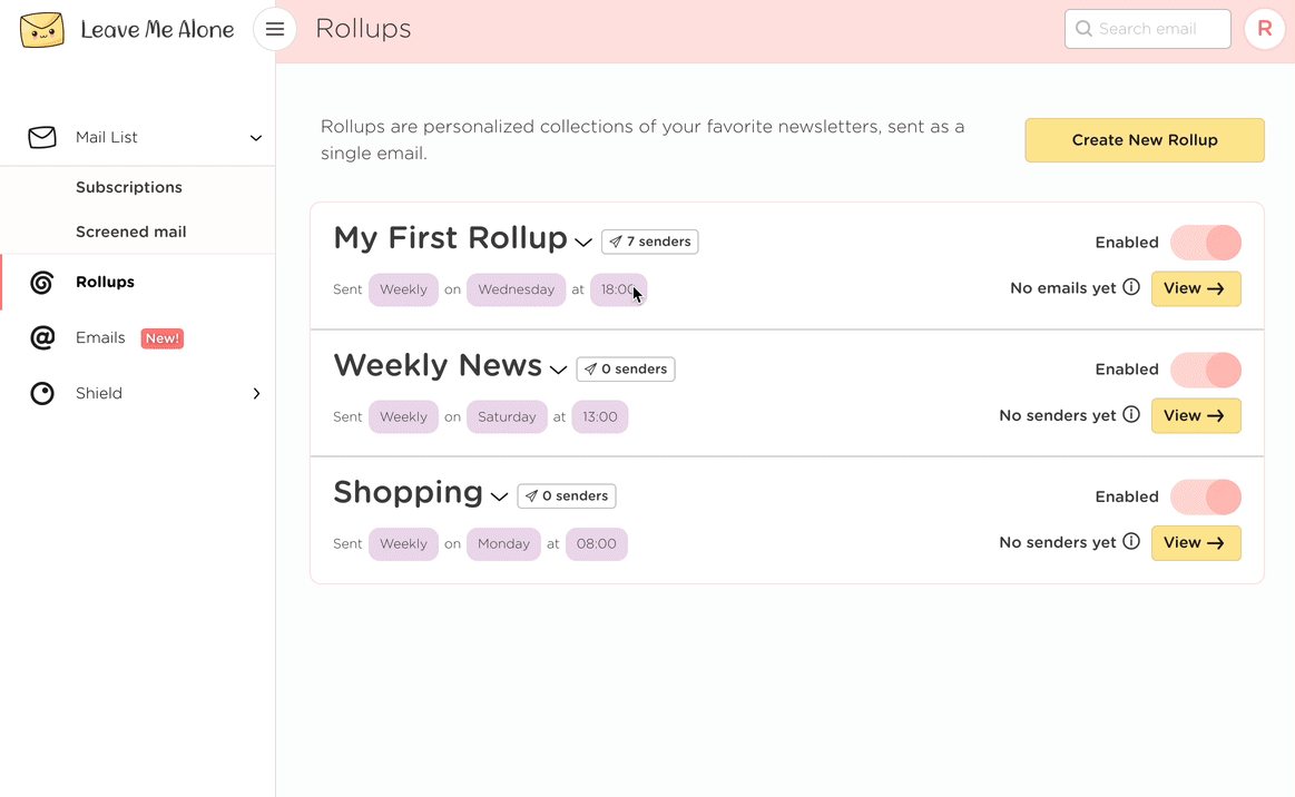 Instructions for moving senders to another Rollup